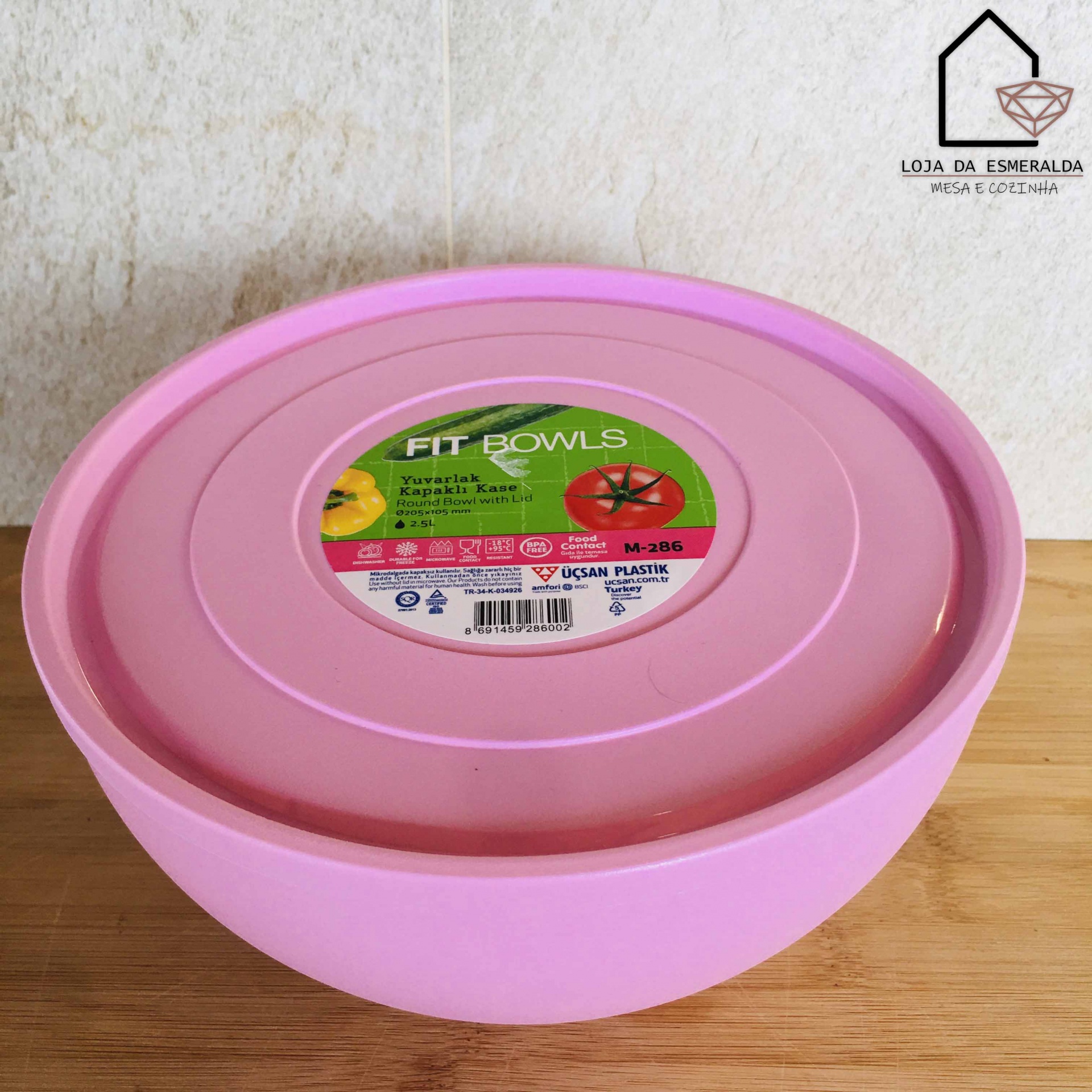Caixa Rosa Redonda p/ Conservação de Alimentos | 2.5 litros