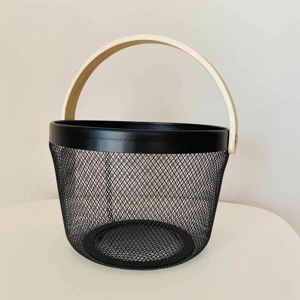 Cesto ou Fruteira de cozinha com Rede - Preto - C25xL25xA18CM