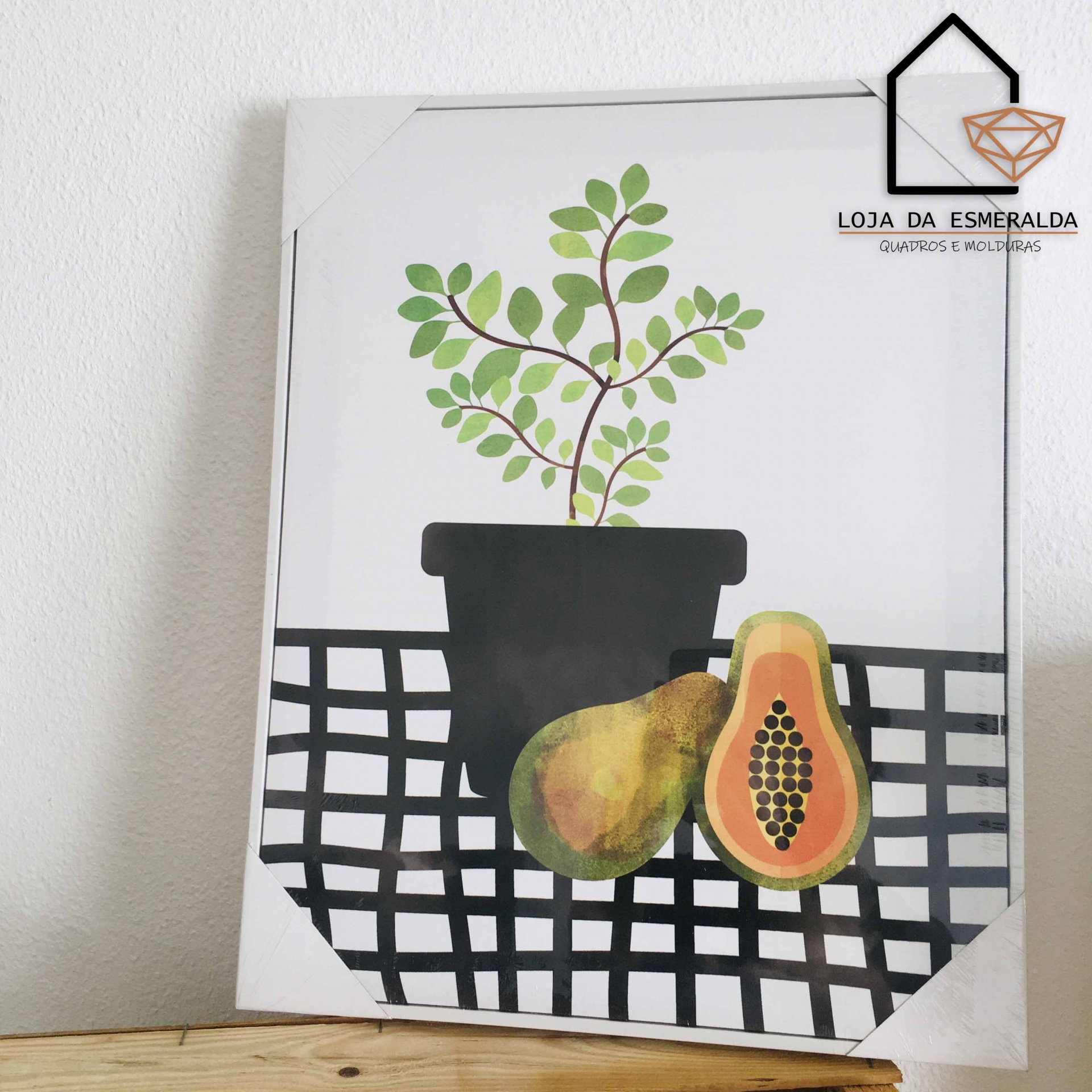 Tela 50x40CM | Vaso com Planta e Frutas