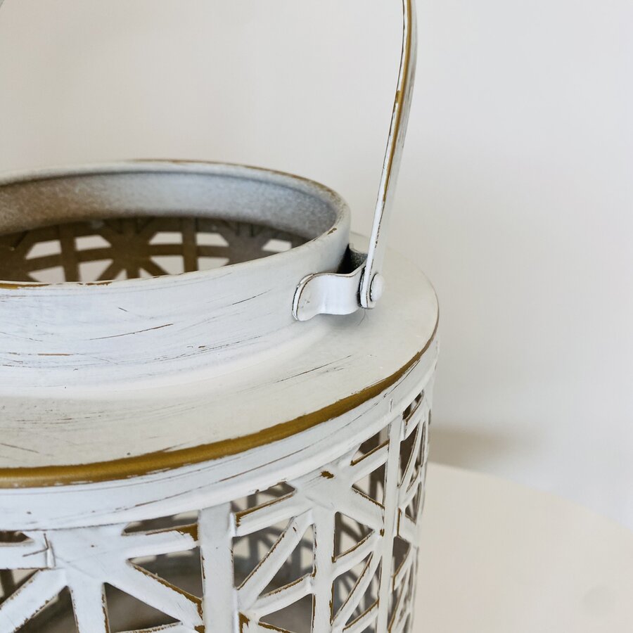 Lanterna Decorativa - Metal - Branco - C19xA37xL19CM