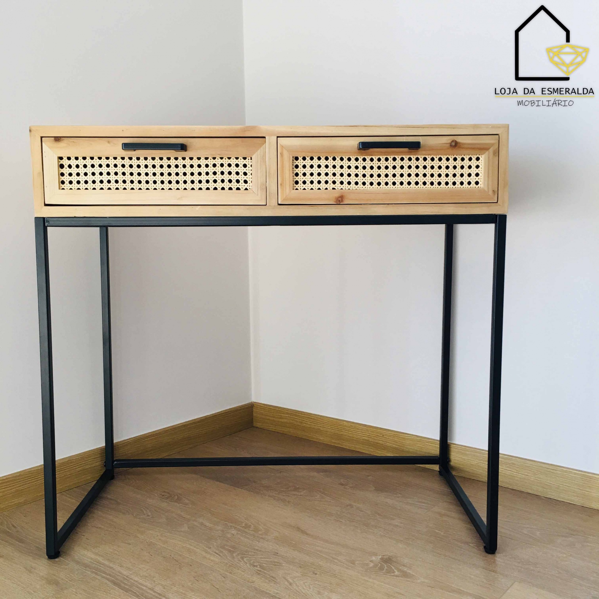 Consola de Entrada | 2 Gavetas | Madeira & Metal | 100X30X78CM