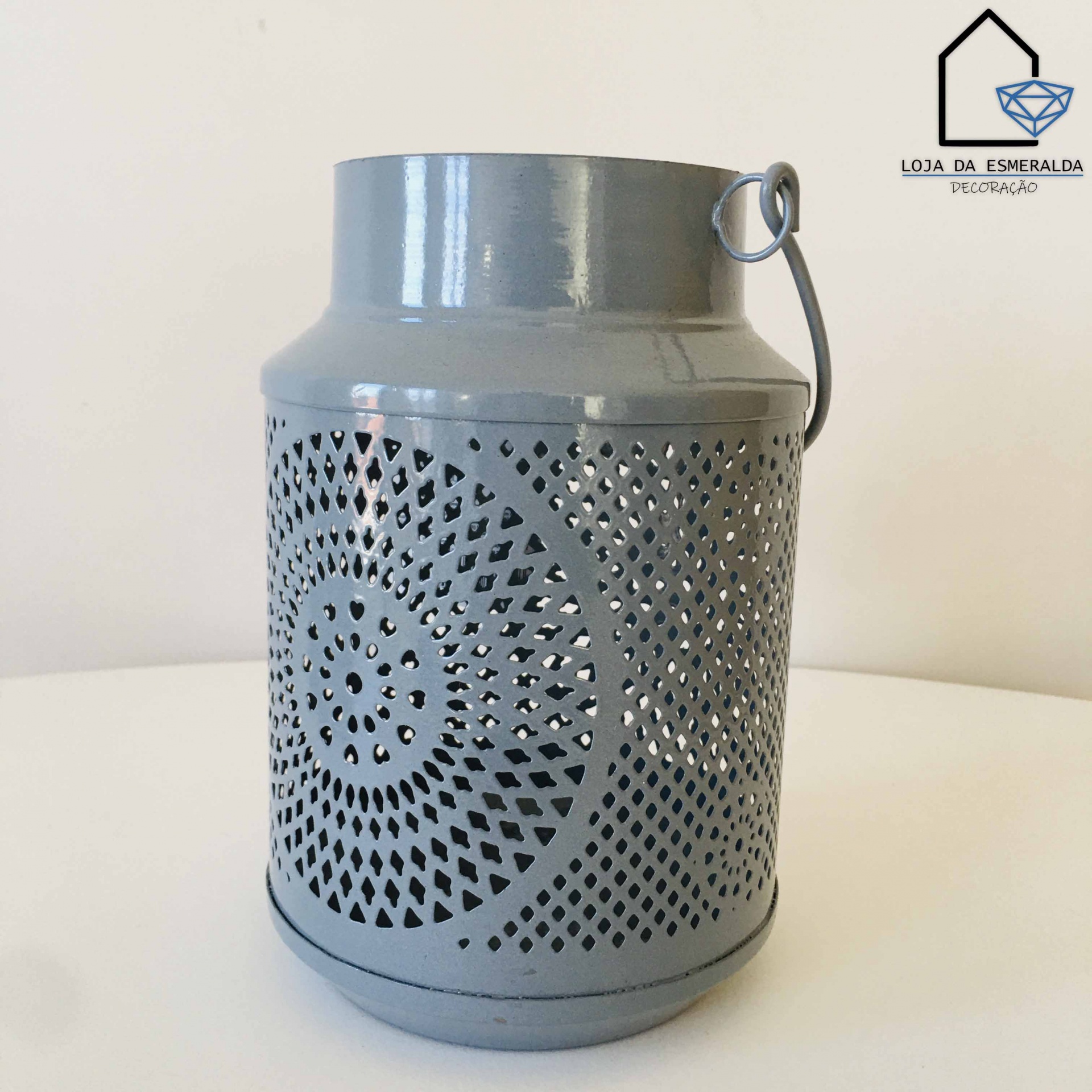 Lanterna Decorativa | Cinza | Metal | 19x13x13CM