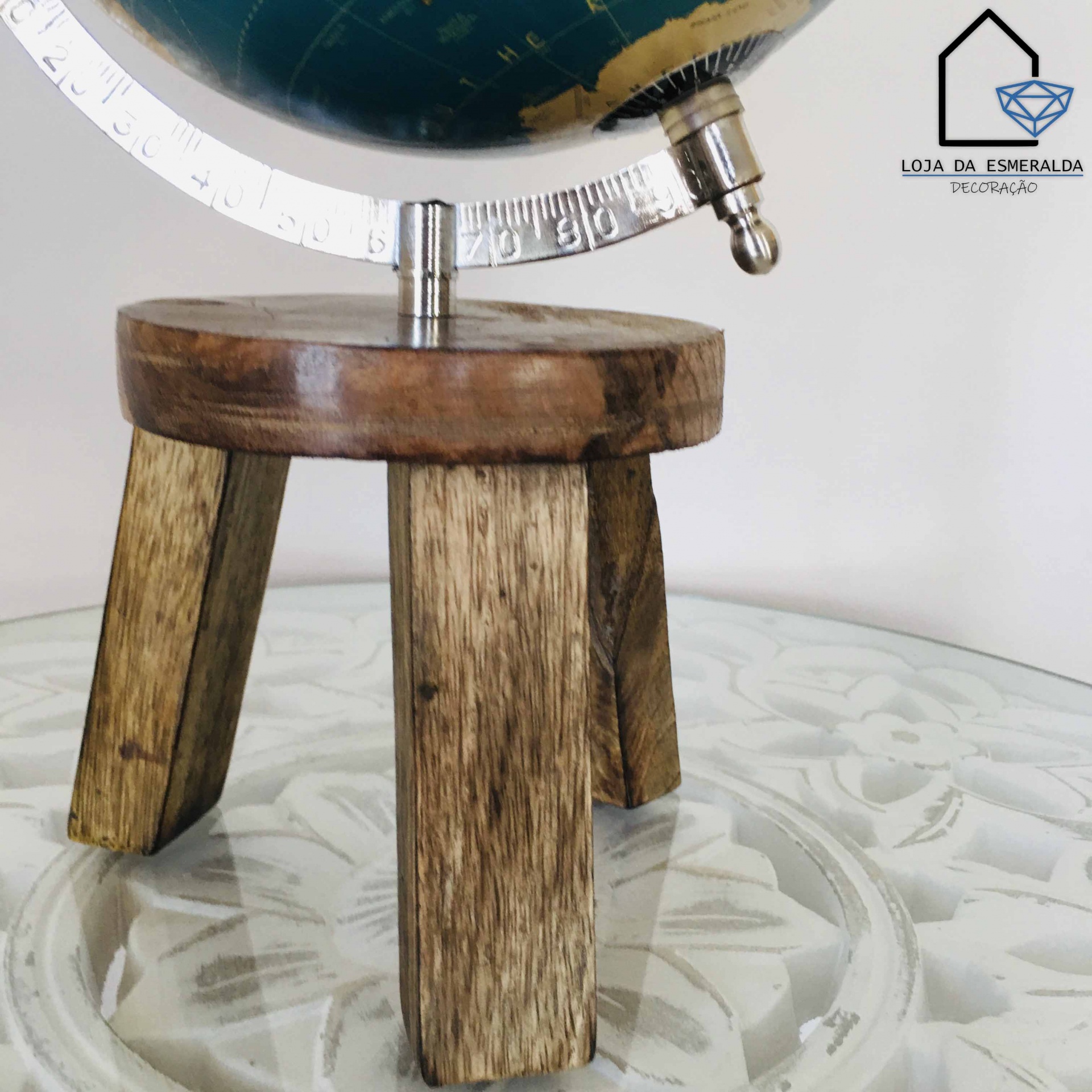 Globo Decorativo | Base em Madeira | C20xL20xA36CM