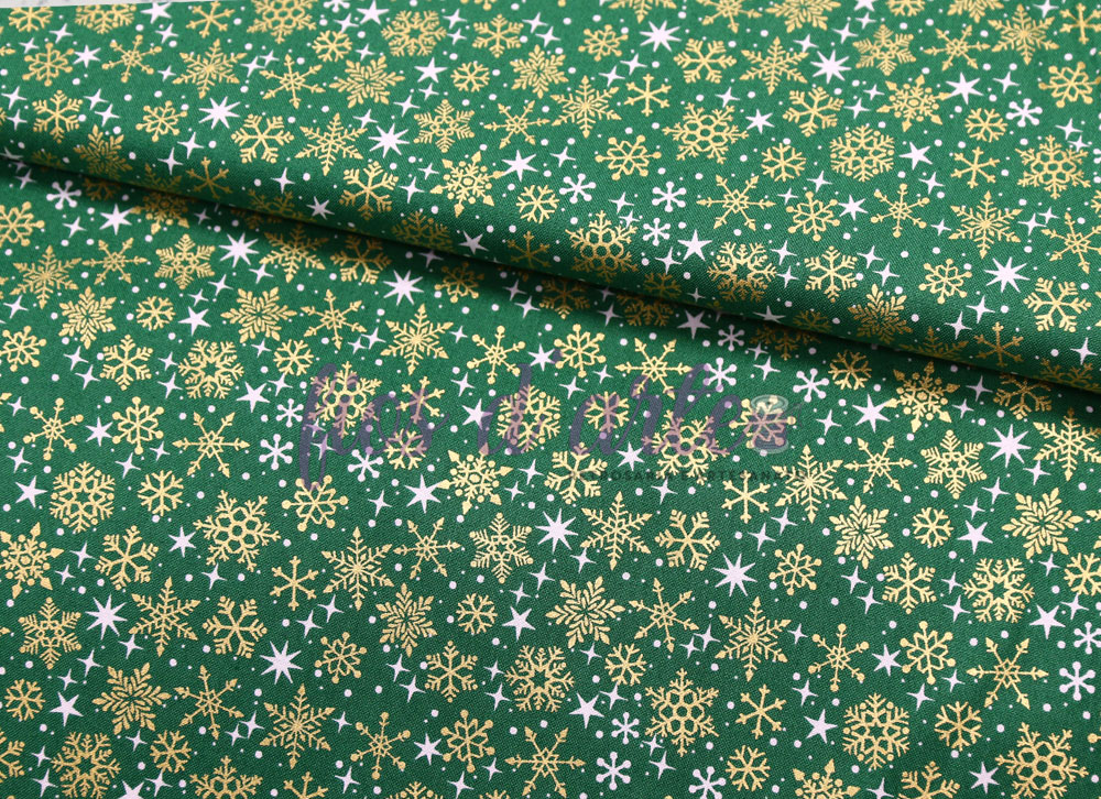 Tecido Christmas Essencials Flocos de Neve (Makower) - verde Tecido Christmas Essencials Flocos de Neve (Makower) - verde