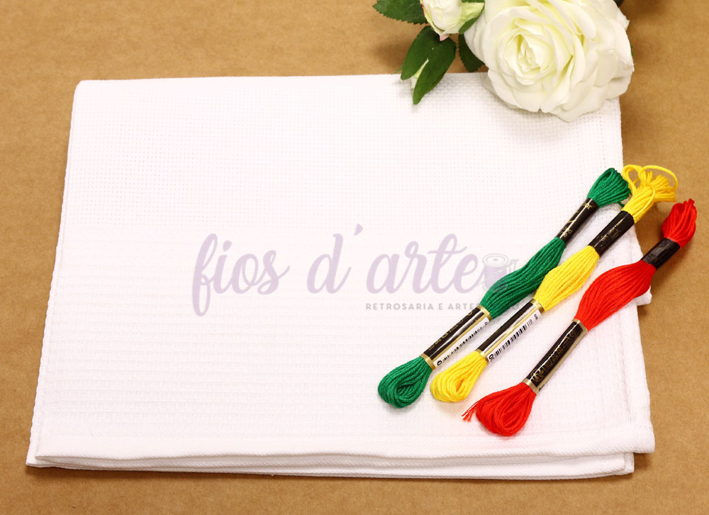 Pano Cozinha para bordar ponto cruz (50x70cms) - branco