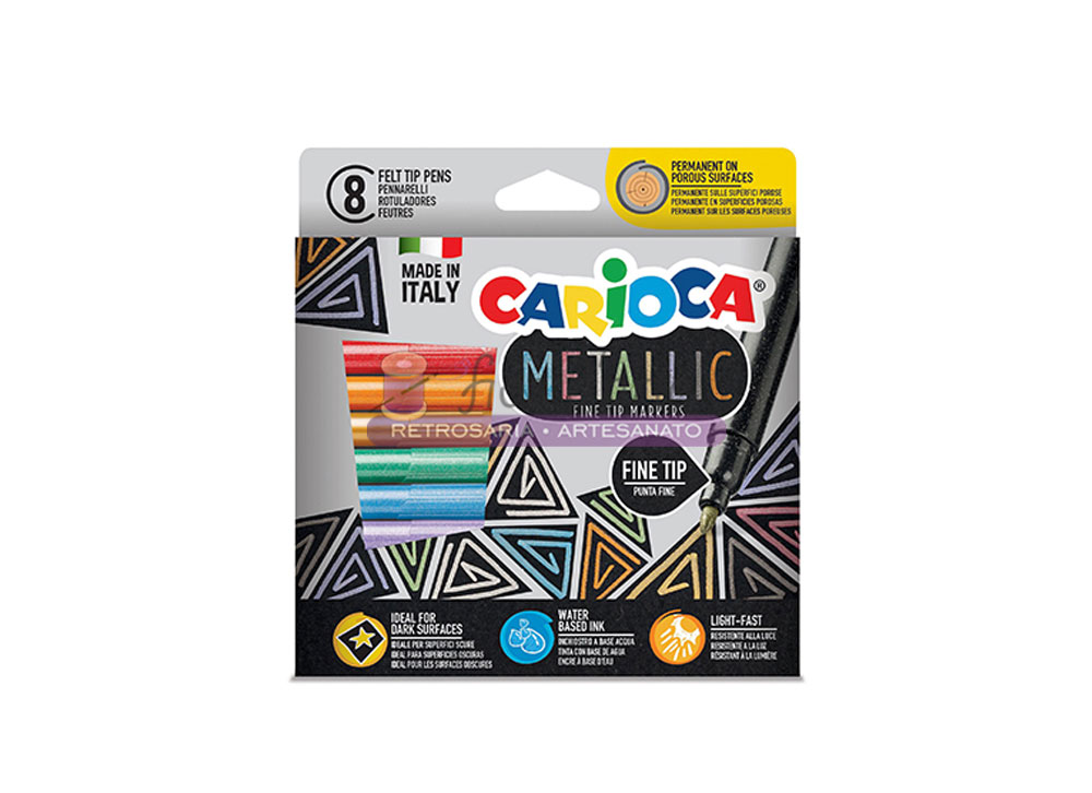 Marcadores Feltro Metallic Fine tip (Carioca) - 8 unidades