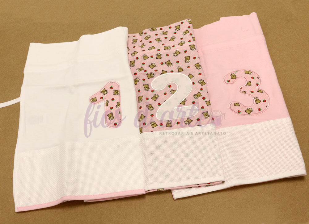 Conjunto 3 Sacos 1ª roupinha com cordão para bordar ponto cruz