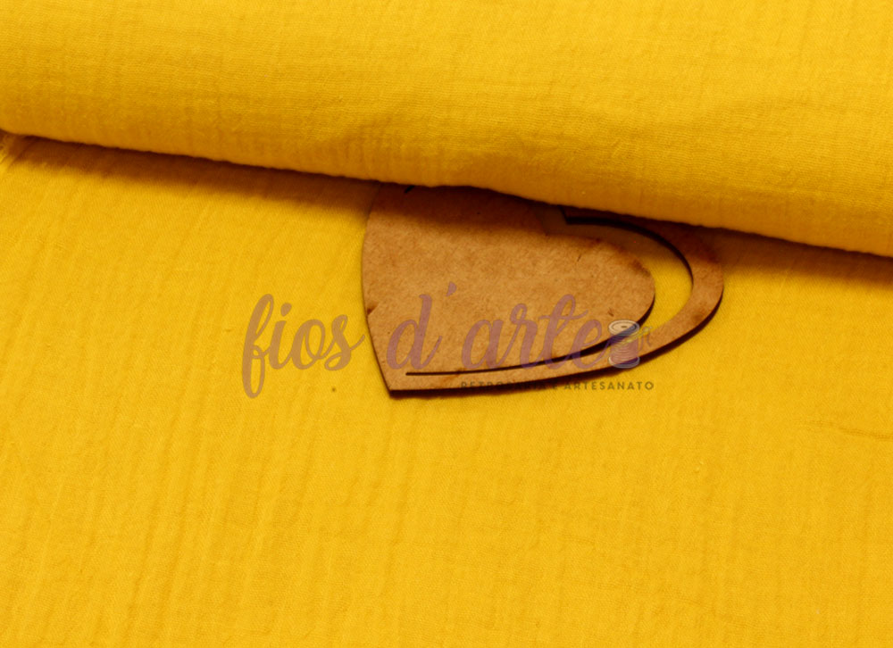 Gaze Dupla/ Musselina de algodão - mostarda