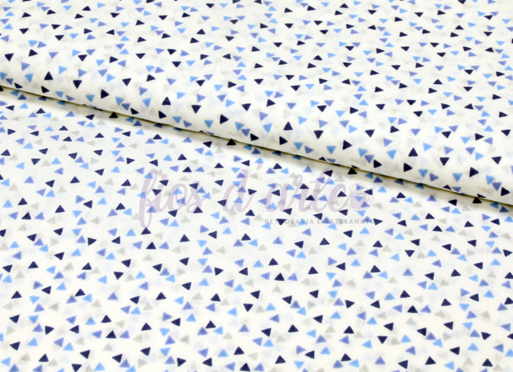 Tecido Pequenos Triângulos - azul Tecido Pequenos Triângulos - azul