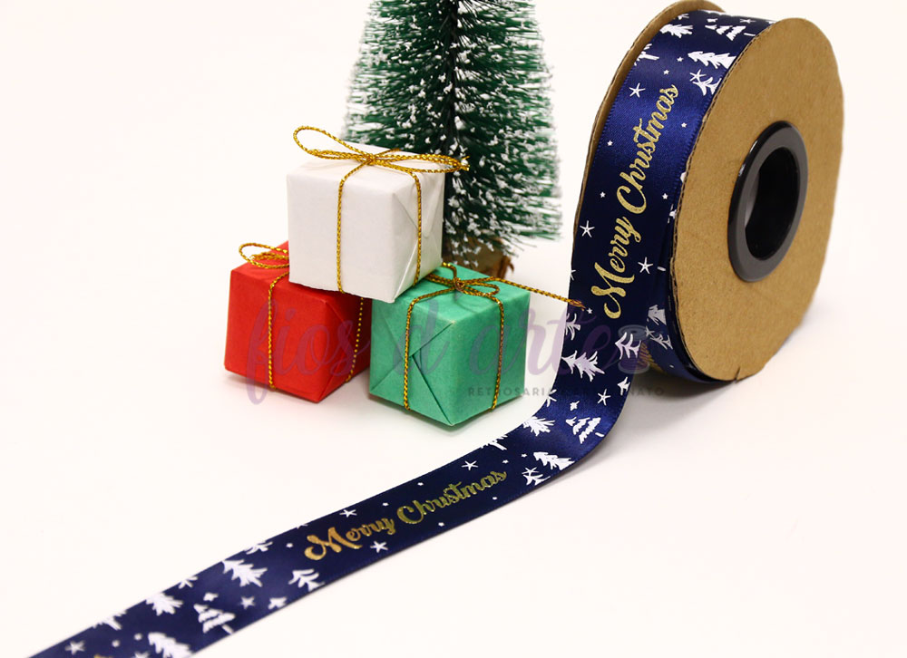Fita cetim natalícia Merry Christmas (25mm)