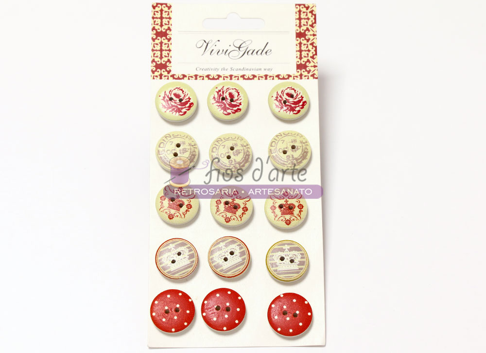 Conjunto de 15 Botões Vintage