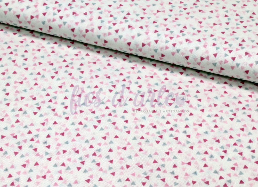 Tecido Pequenos Triângulos - rosa Tecido Pequenos Triângulos - rosa