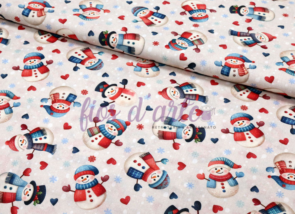 Tecido Bonecos de Neve - Creme Tecido Bonecos de Neve - Creme