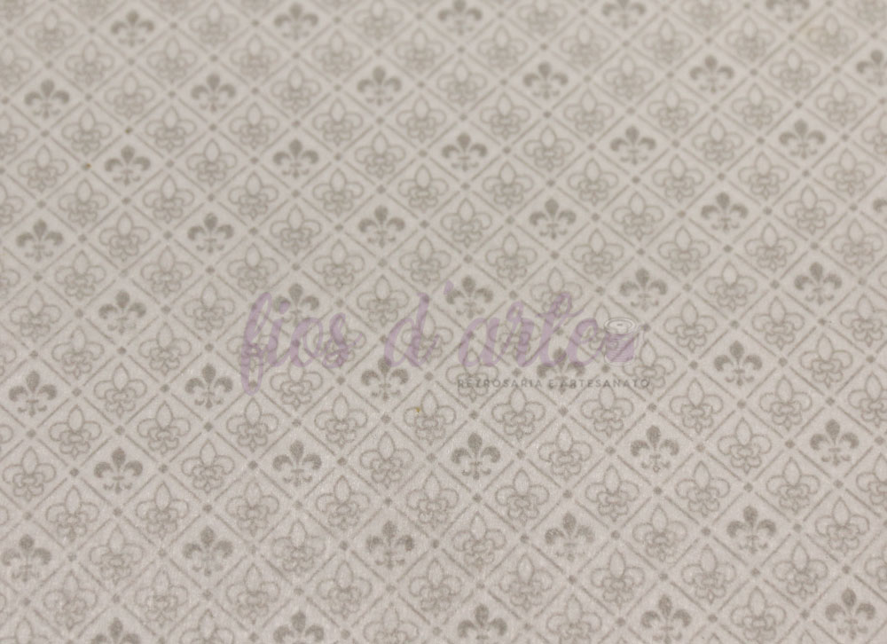 Feltro estampado Flor de lis (1,5mm) - cinzento e branco