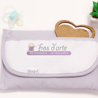 Porta-documentos Pintinhas/ Estrelinhas para bordar ponto cruz