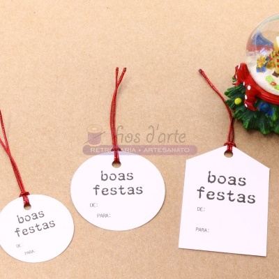 Tags Boas festas - Cartolina Branca - Redondos e Rectangulares (Fios d'arte) Tags Boas festas - Cartolina Branca - Redondos e Rectangulares (Fios d'arte)