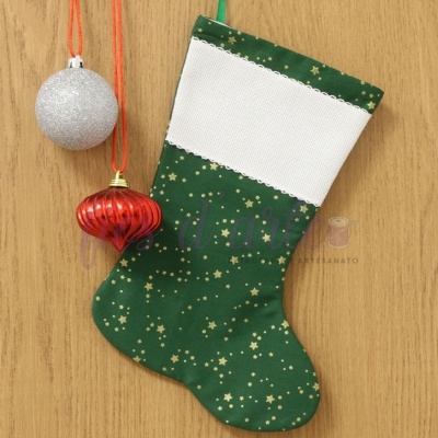 Bota/ Meia de Natal em tecido para bordar ponto cruz #112 (Fios d'arte)