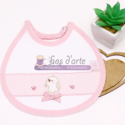 Babete Bordada Cãozinho e Estrelas (com mola)