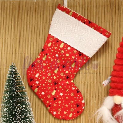 Bota/ Meia de Natal em tecido para bordar ponto cruz #20 (Fios d'arte)