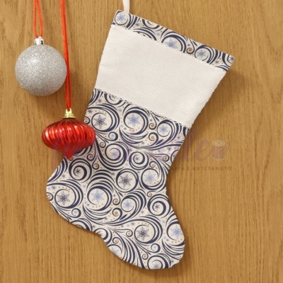 Bota/ Meia de Natal em tecido para bordar ponto cruz #113 (Fios d'arte)