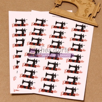 Etiqueta adesiva Máquina de Costura - Feito à mão (Fios d'arte)