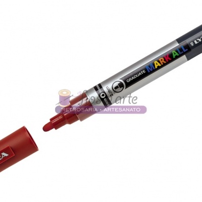 Marcador permanente vermelho LYRA MARK ALL com tampa removível