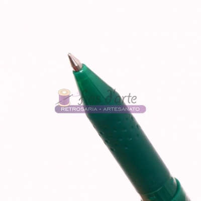 Caneta esferográfica verde com corpo plástico