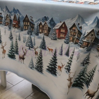 Tecido Montana Digital | Toalha de mesa | Casinhas (140cms)