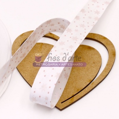 Fita viés estampada Estrelinhas e Pintinhas (20mm)