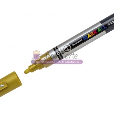 Marcador permanente LYRA Mark All com ponta grosa e tampa dourada