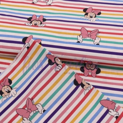 Tecido Minnie Riscas Multicolor