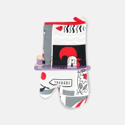 Luva cozinha estampada Saudade em sarja