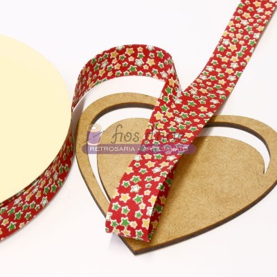 Fita viés estampada Estrelinhas Coloridas (18mm)