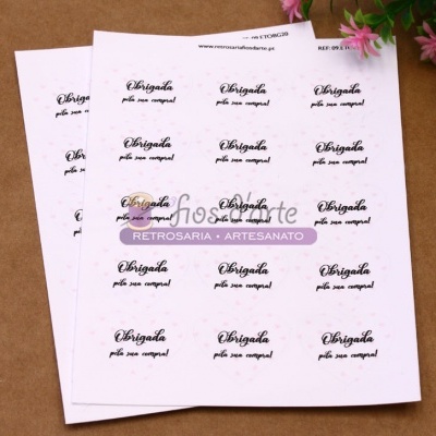 Etiqueta adesiva coração Obrigada pela sua compra (Fios d'arte)