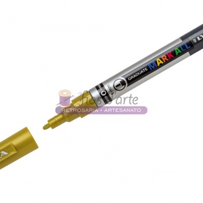 Marcador permanente dourado LYRA ARK ALL com tampa aberta