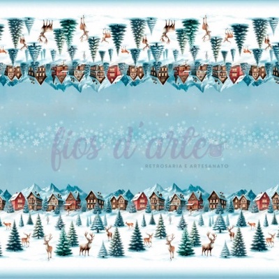 Tecido Montana Digital | Toalha de mesa | Casinhas (140cms)