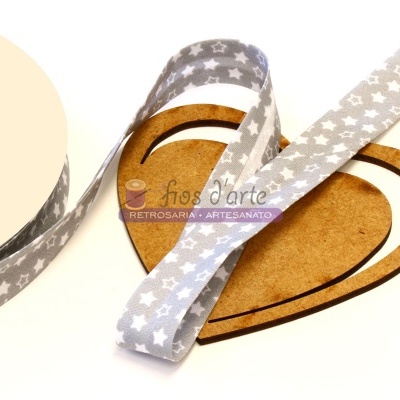 Fita viés estampada Estrelinhas (18mm) - estrelas brancas