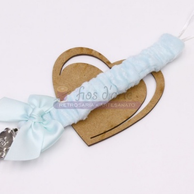 Prende-chupeta Ursinho em veludo e com elástico