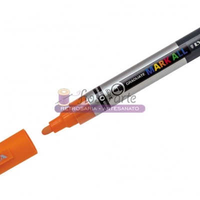 Marcador permanente LYRA Markall laranja com tampa destacada