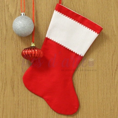 Bota/ Meia de Natal em tecido para bordar ponto cruz #103 (Fios d'arte)