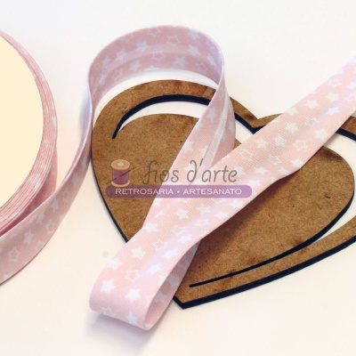 Fita viés estampada Estrelinhas (18mm) - estrelas brancas