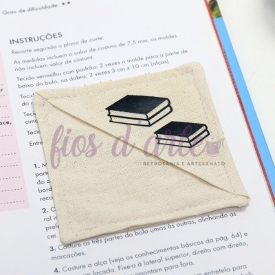 Marcador de livros de canto em tecido cru #008 (Livros)