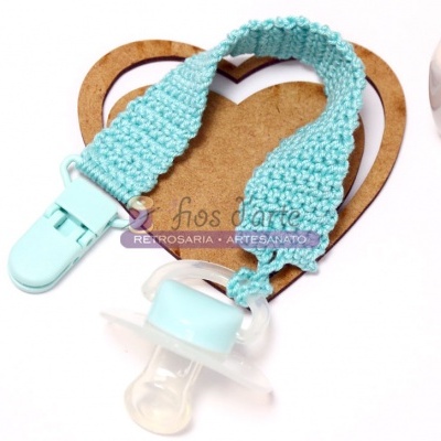 Prende-chupeta em crochet com mola de plástico (Fios d'arte)
