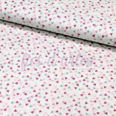 Tecido Pequenos Triângulos - rosa