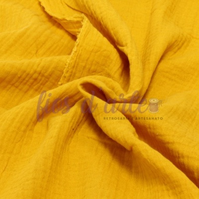 Gaze Dupla/ Musselina de algodão - mostarda