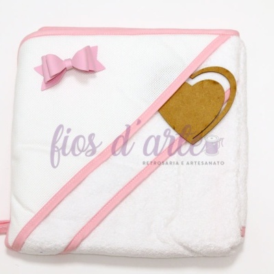 Toalha de banho para bebé com capuz para bordar ponto cruz (80x80cms)