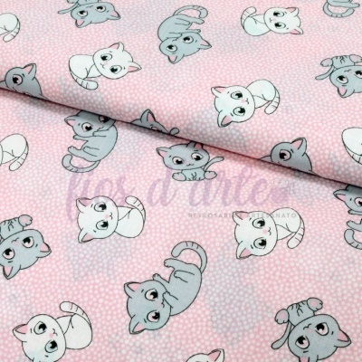 Tecido Gatinhos rosa