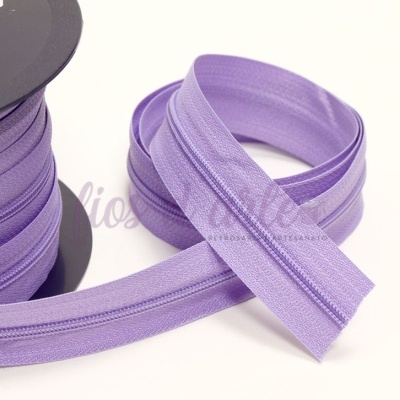 Rolo de fecho éclair lilás de tecido e plástico