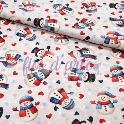 Tecido Bonecos de Neve - Creme