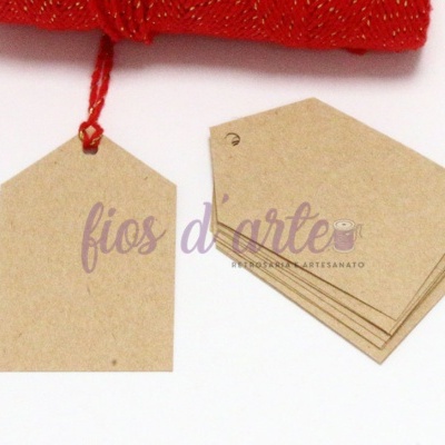 Tags lisas - Cartolina kraft - Rectangulares - Com furo (Fios d'arte)